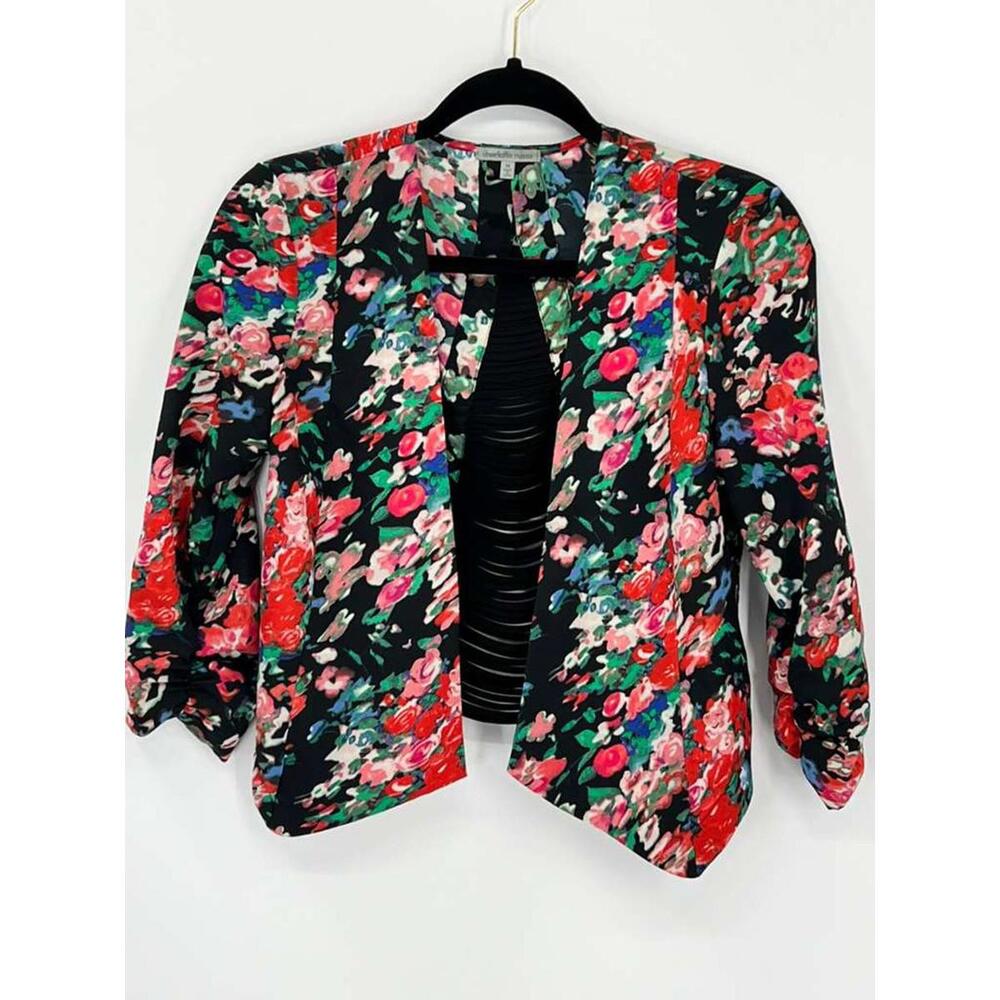 Charlotte Russe Floral‎ Blazer Jacket Medium Lightweight Open Front